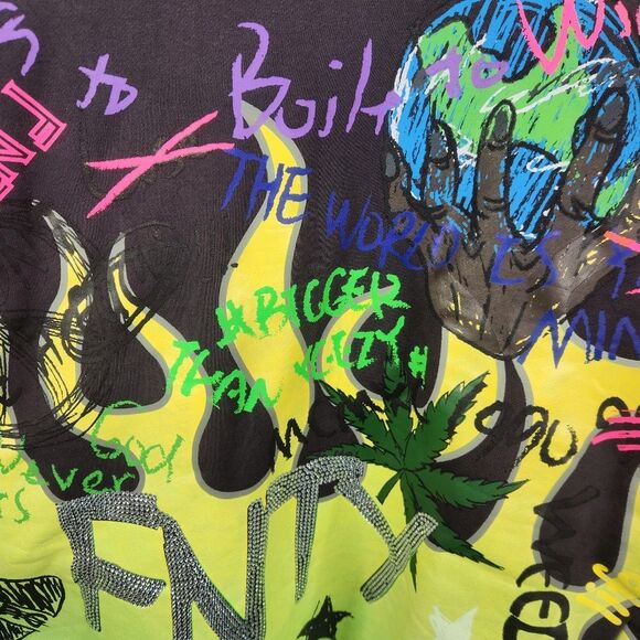 FNTY Flying Ninety Long Sleeve Embellished Rhinestone Bling Hoodie Large - Picture 7 of 9